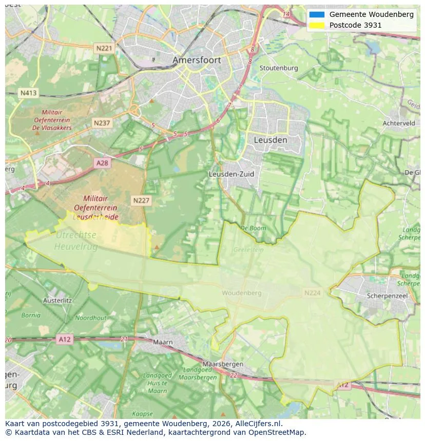Postcodekaart voor 3931