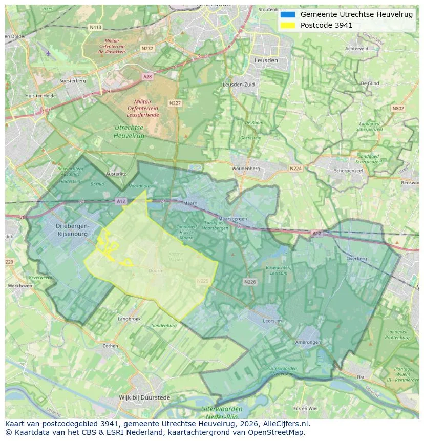 Postcodekaart voor 3941