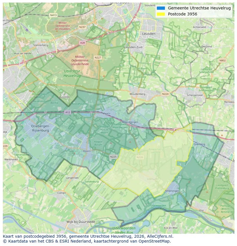 Postcodekaart voor 3956