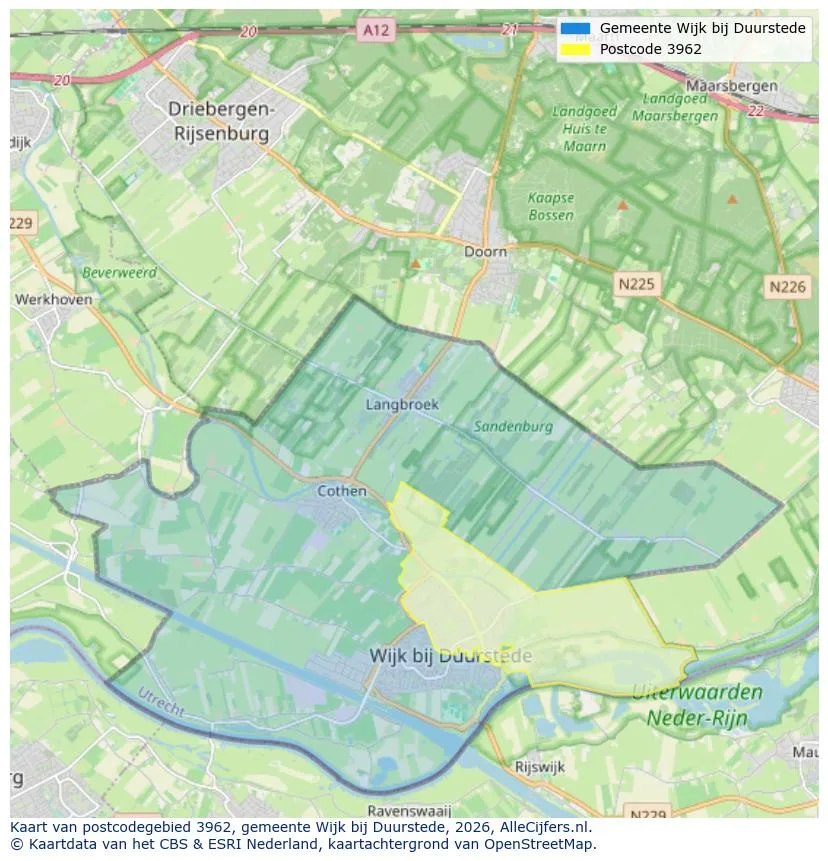 Postcodekaart voor 3962