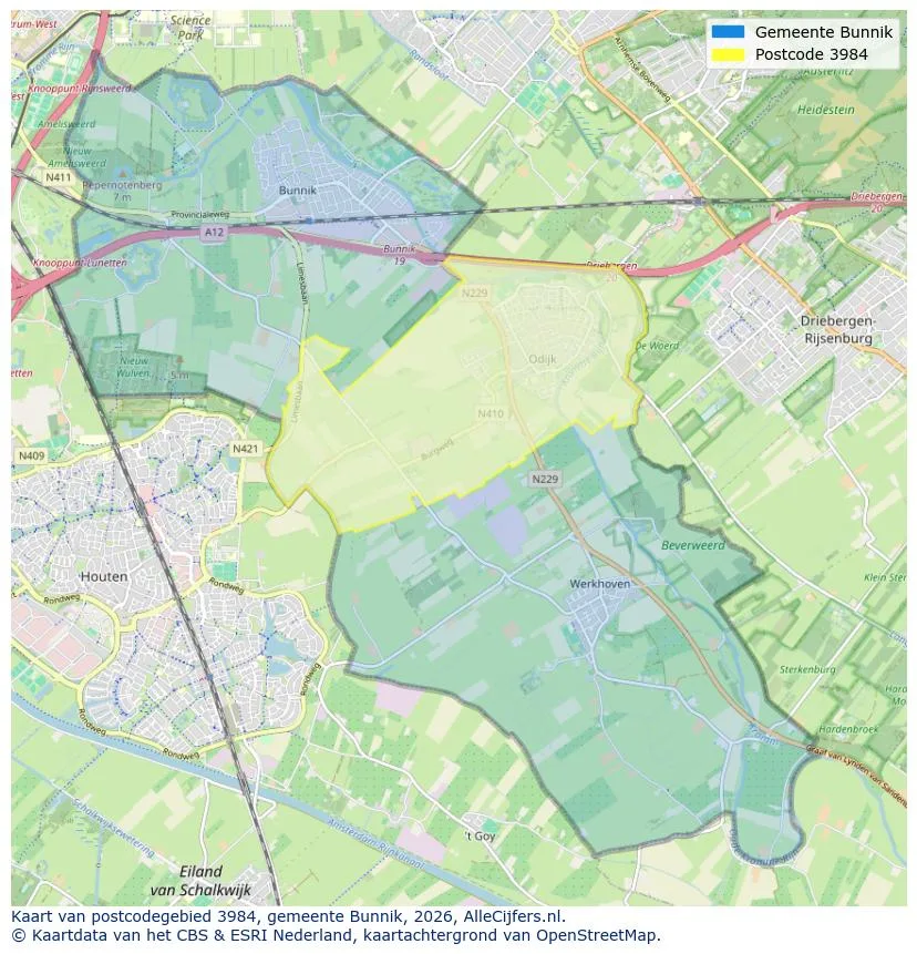 Postcodekaart voor 3984