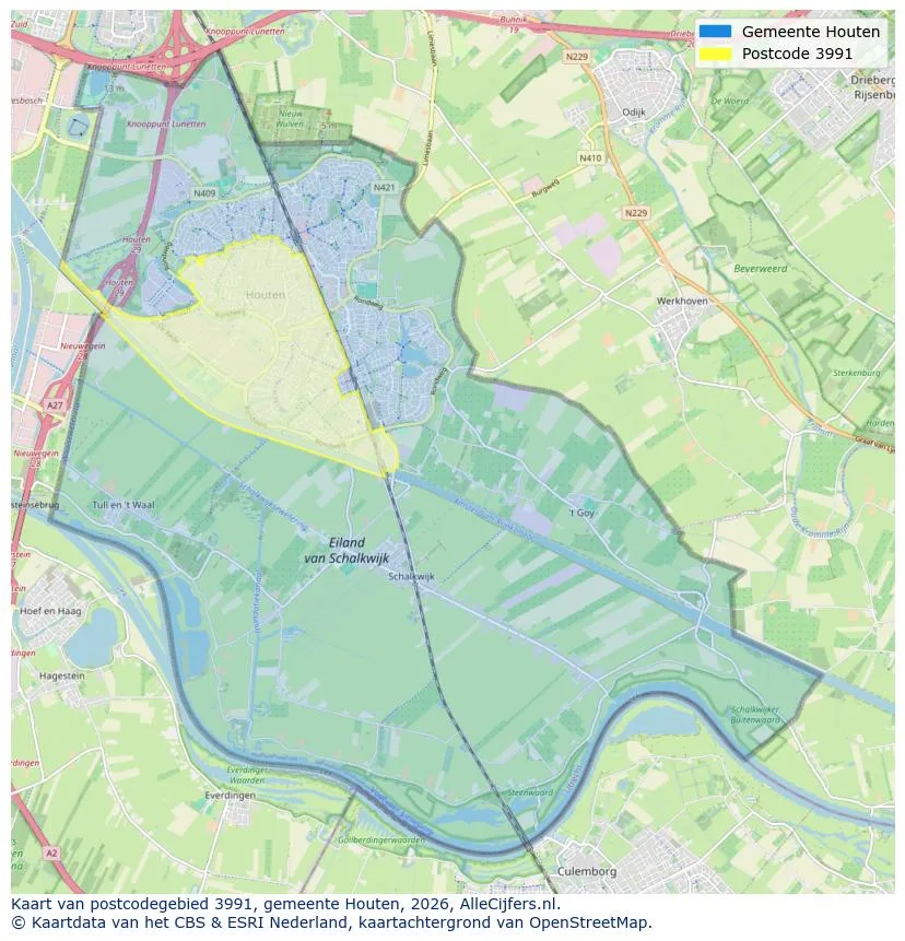 Postcodekaart voor 3991