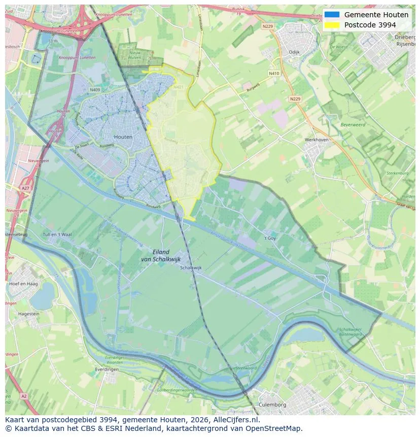 Postcodekaart voor 3994