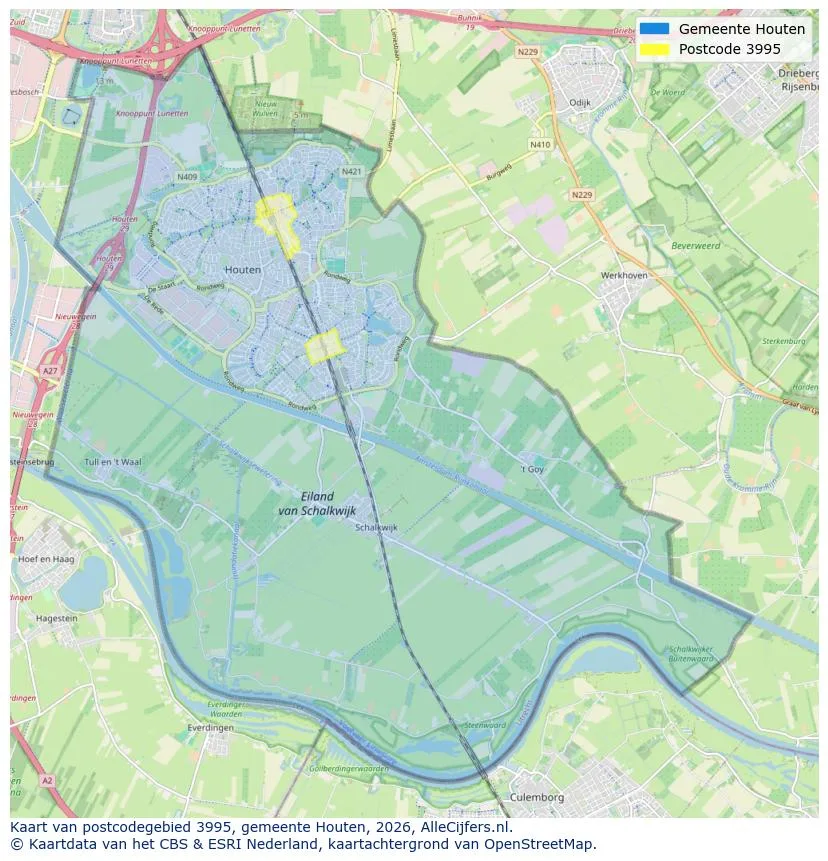 Postcodekaart voor 3995
