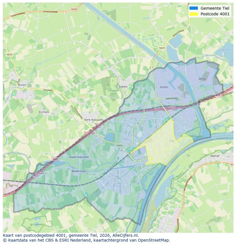 Postcodekaart voor 4001