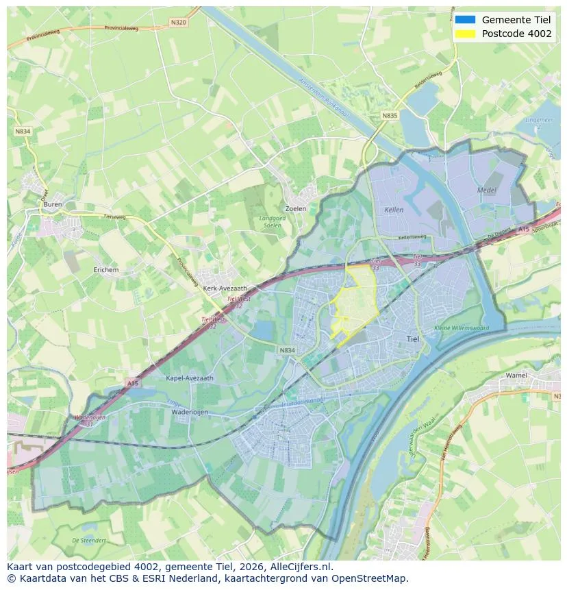 Postcodekaart voor 4002