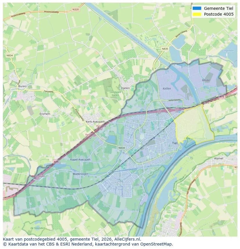 Postcodekaart voor 4005