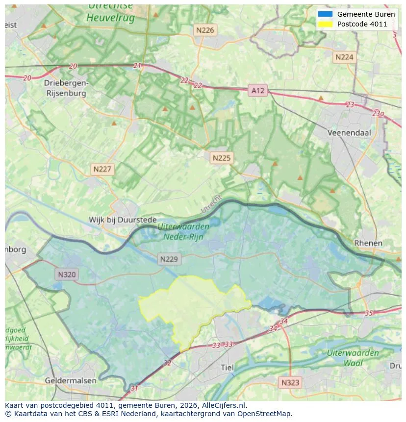 Postcodekaart voor 4011