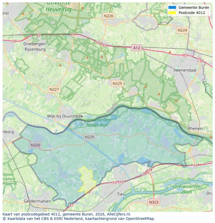 Postcodekaart voor 4012