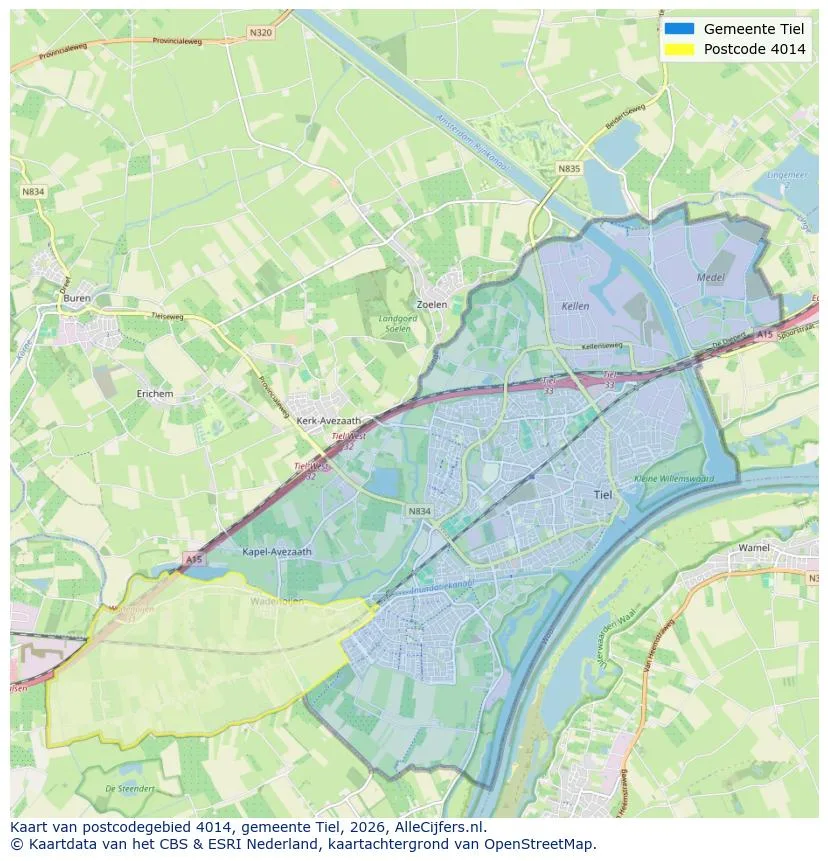 Postcodekaart voor 4014