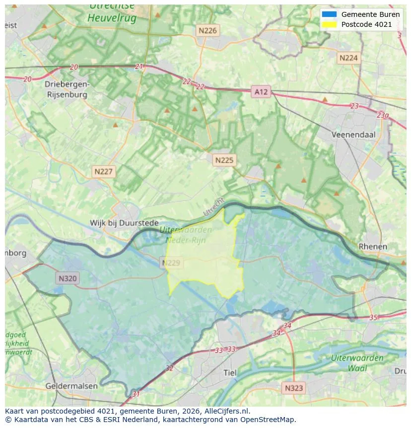 Postcodekaart voor 4021