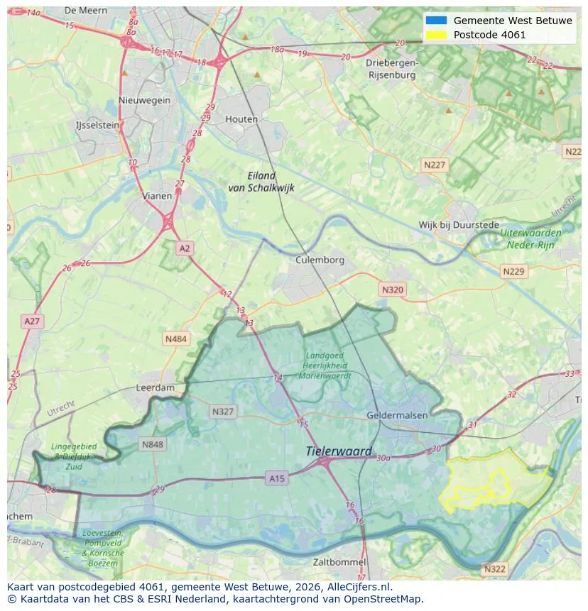 Postcodekaart voor 4061