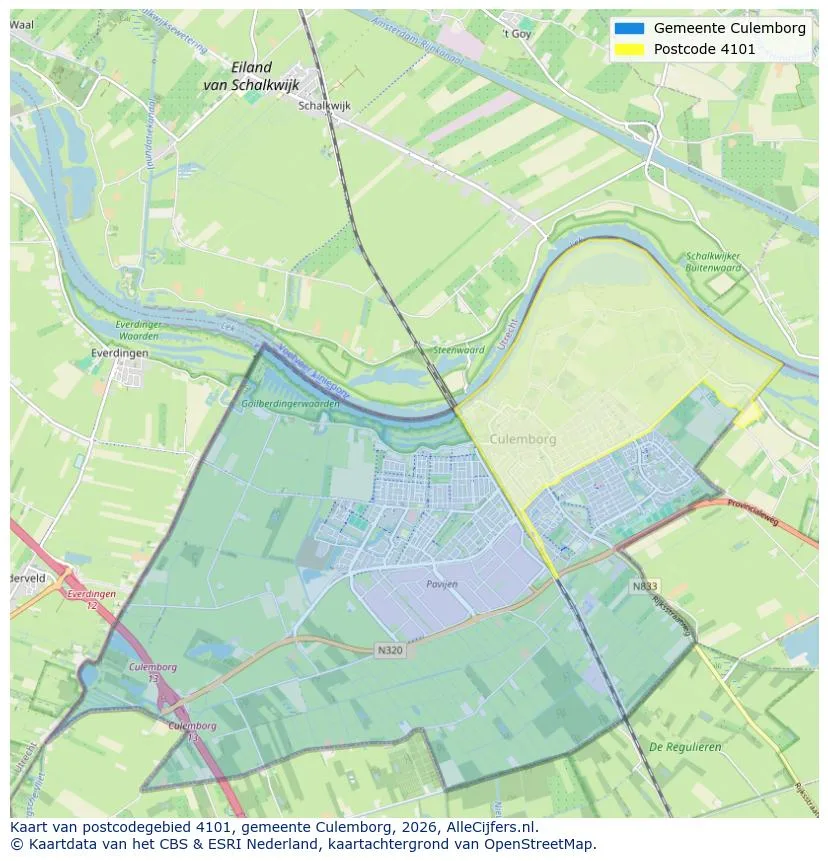 Postcodekaart voor 4101