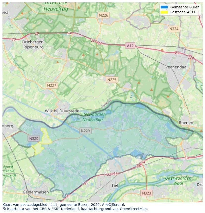 Postcodekaart voor 4111