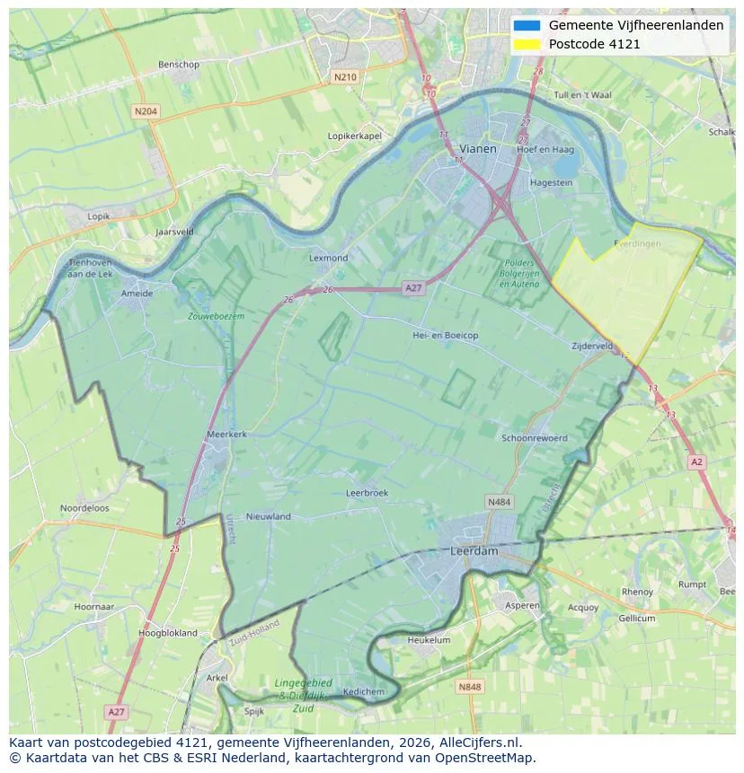 Postcodekaart voor 4121