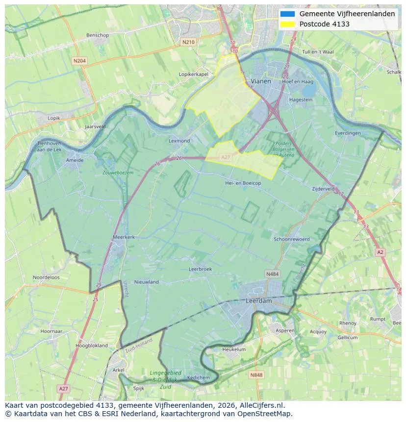 Postcodekaart voor 4133