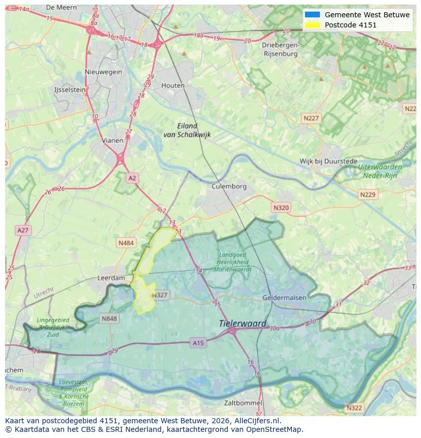 Postcodekaart voor 4151