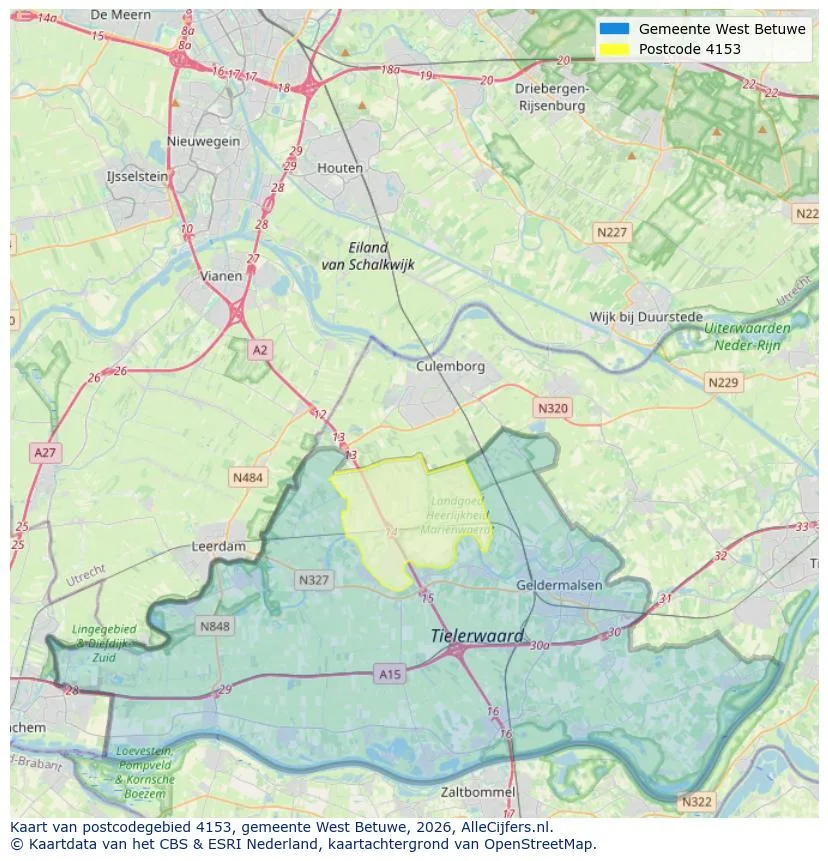 Postcodekaart voor 4153