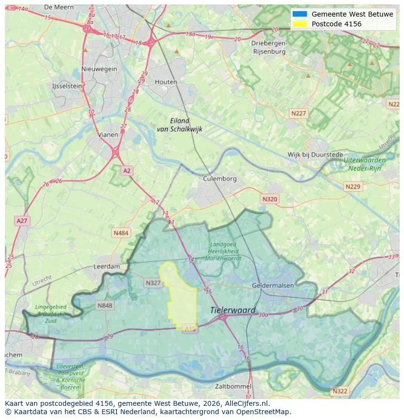 Postcodekaart voor 4156