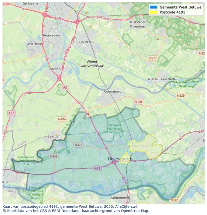 Postcodekaart voor 4191