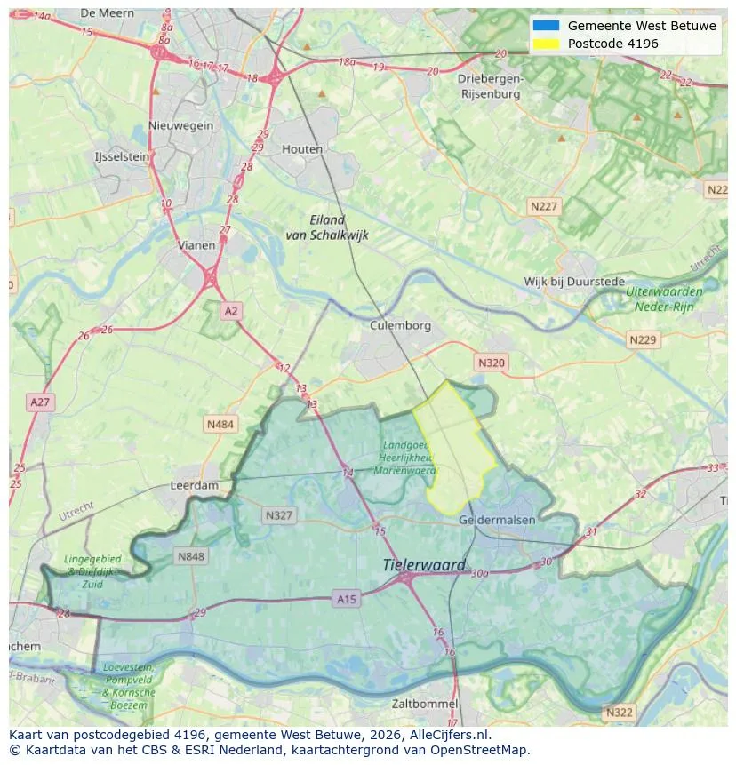 Postcodekaart voor 4196
