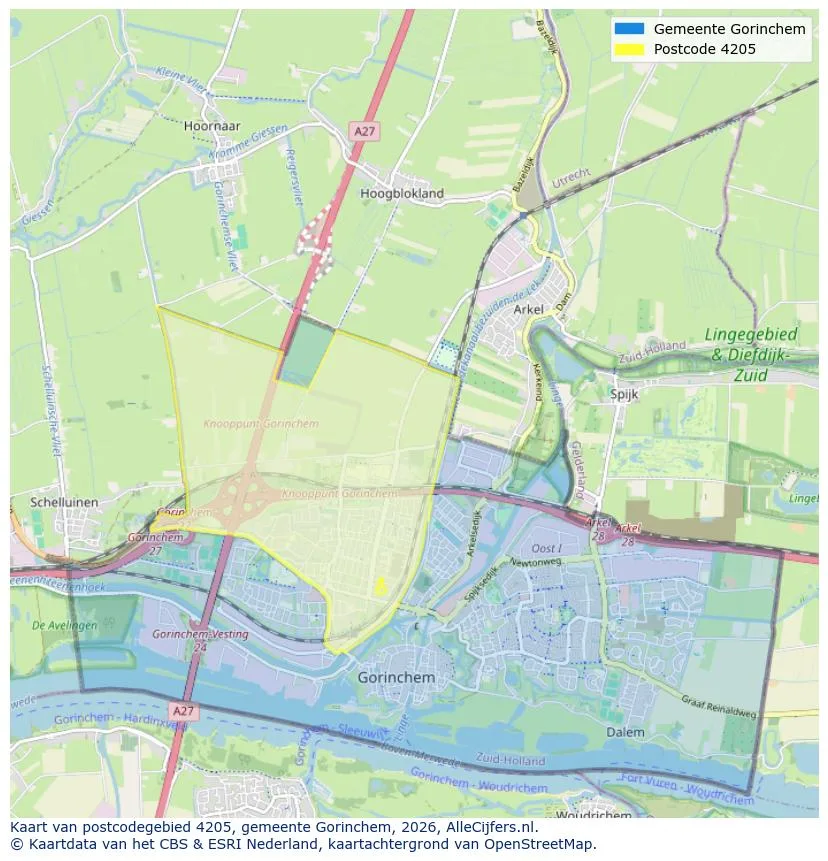 Postcodekaart voor 4205