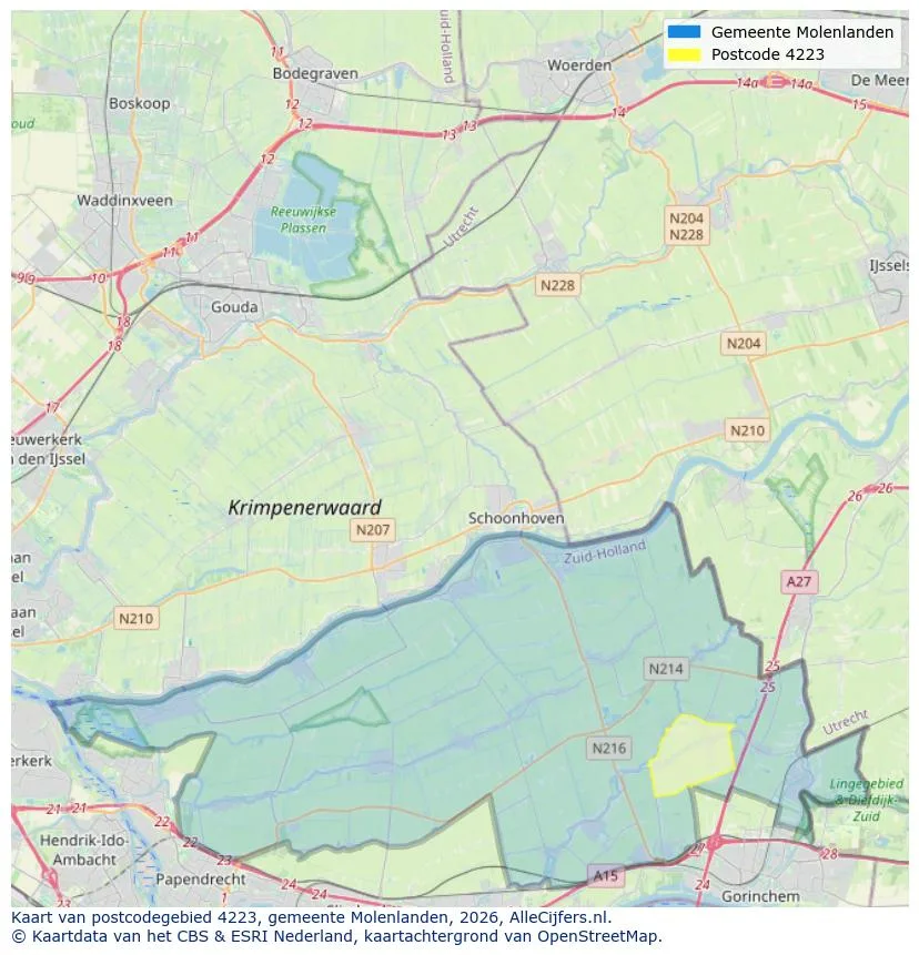 Postcodekaart voor 4223
