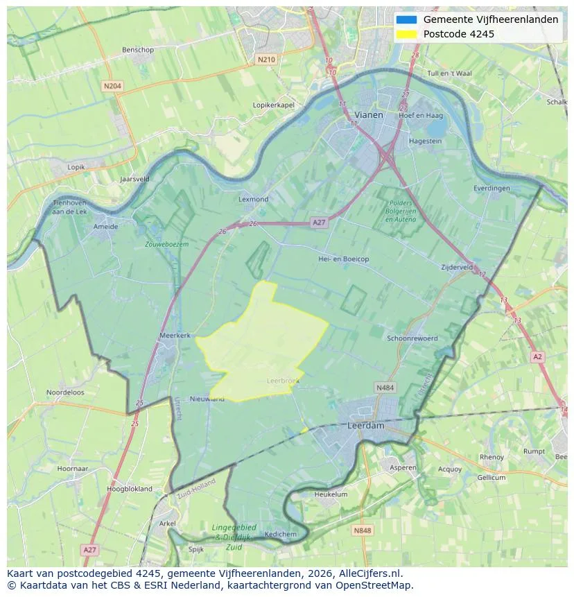 Postcodekaart voor 4245