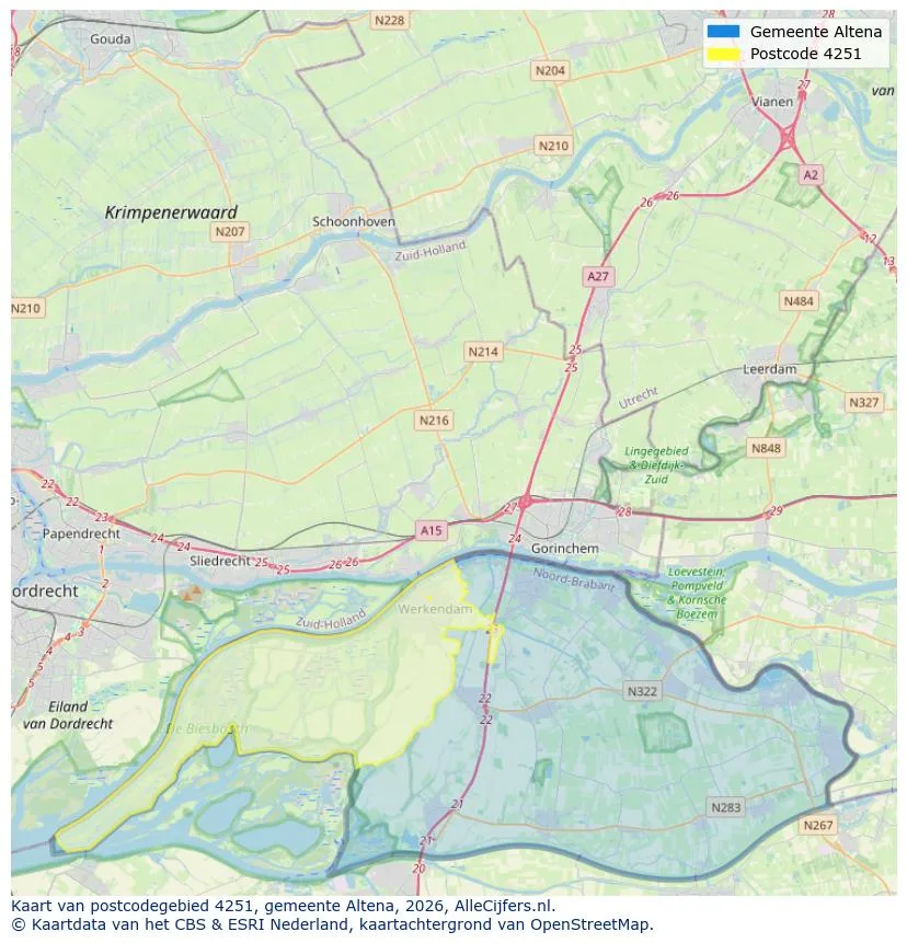 Mapa de códigos postales para 4251