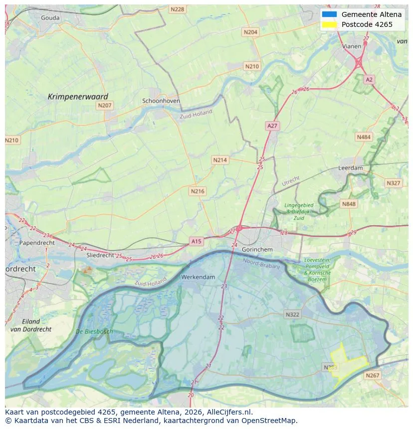 Postcodekaart voor 4265