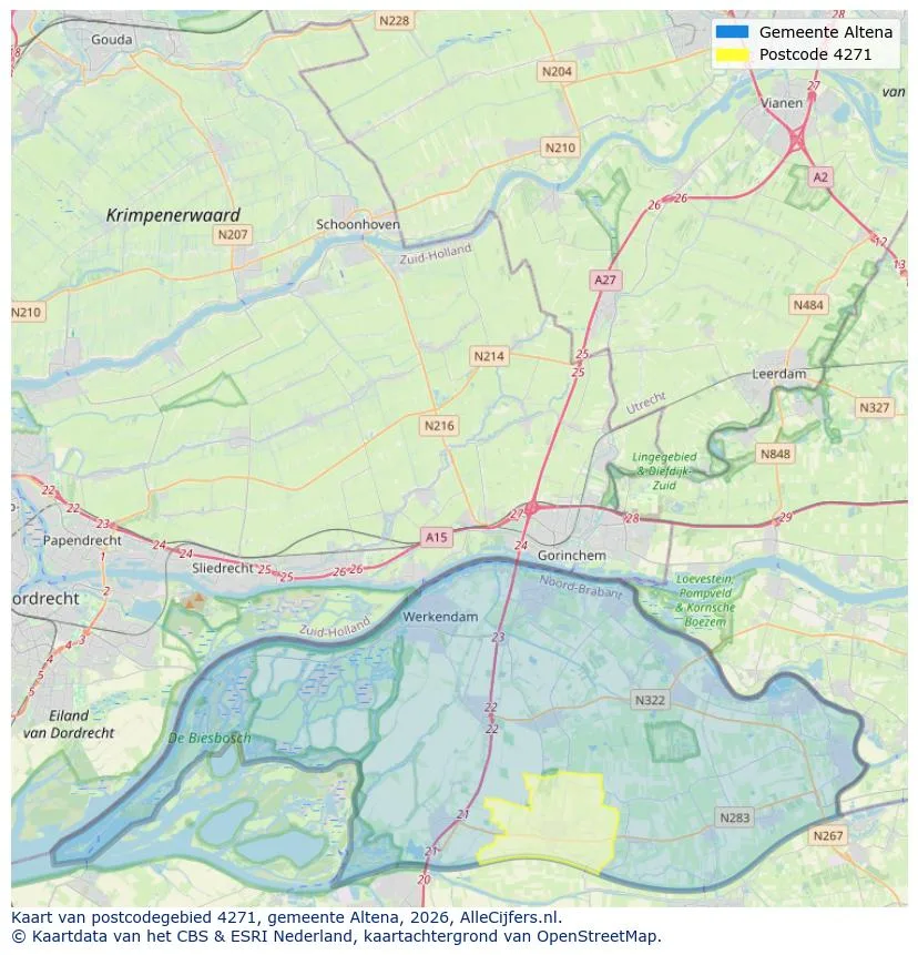 Postcodekaart voor 4271