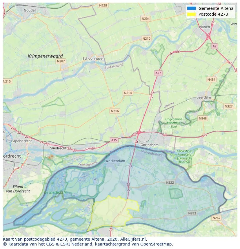 Postcodekaart voor 4273