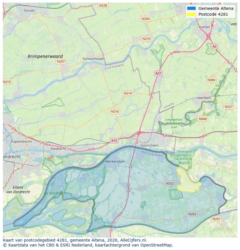 Mapa de códigos postales para 4281