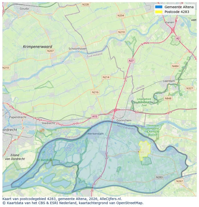 Postcodekaart voor 4283