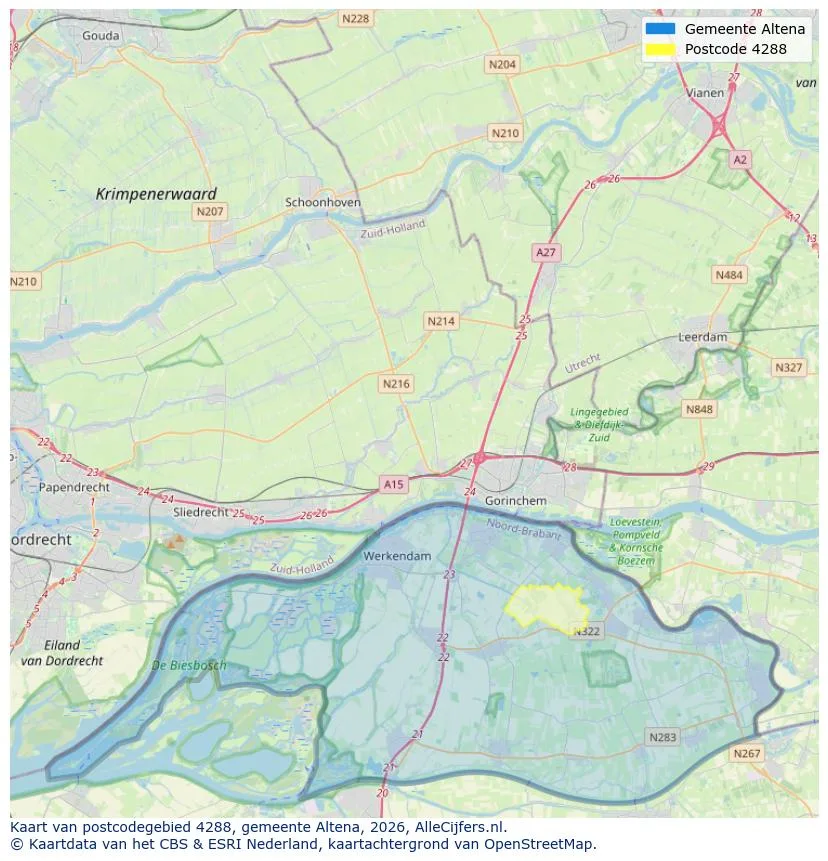 Postcodekaart voor 4288