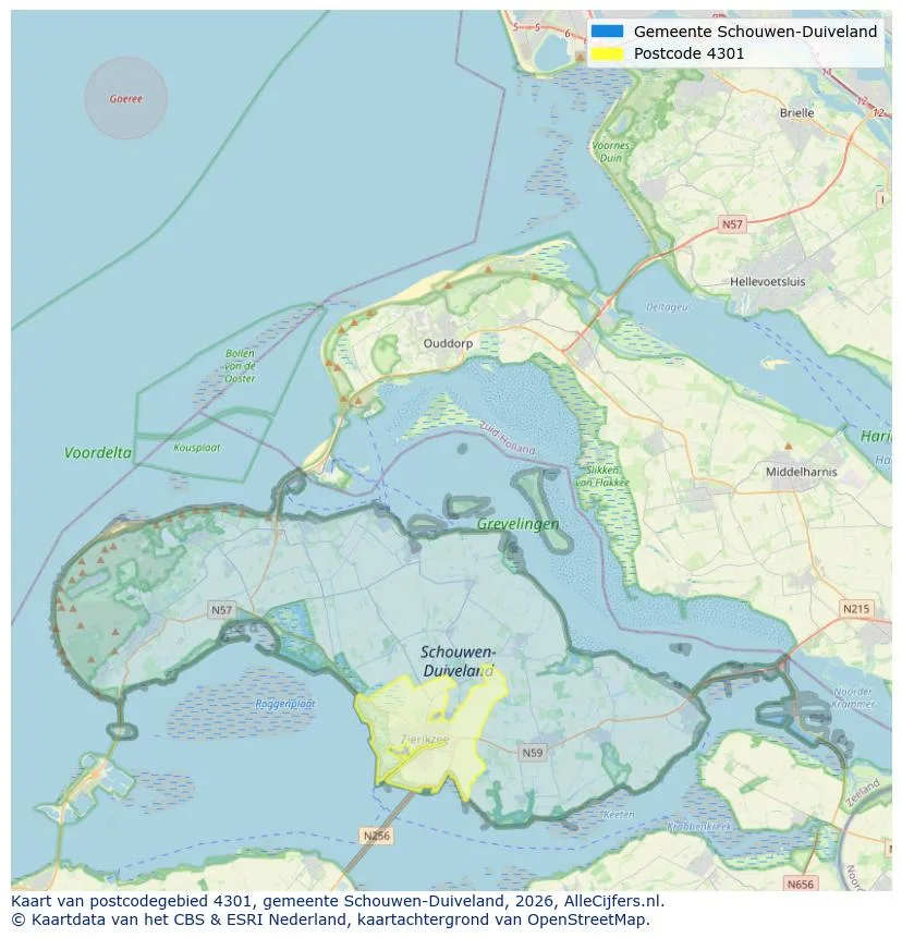 Postcodekaart voor 4301