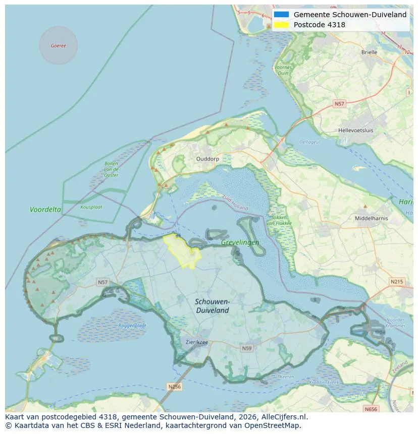 Postcodekaart voor 4318