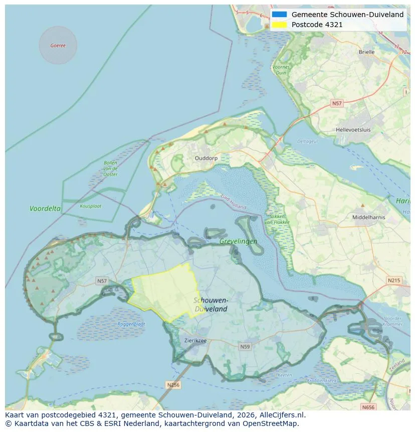 Postcodekaart voor 4321