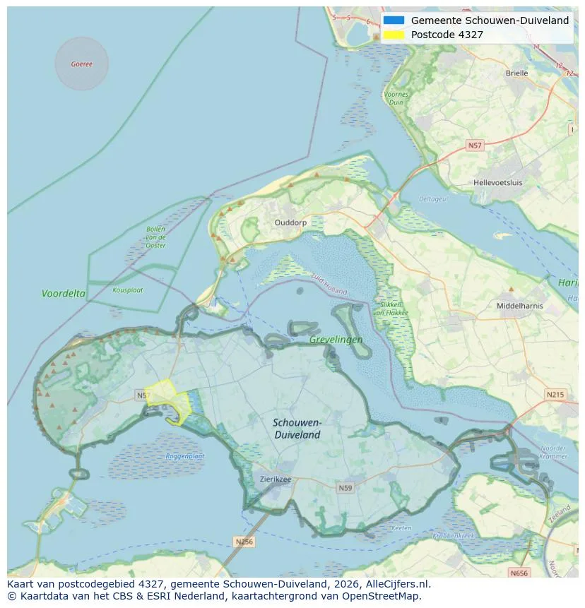 Postcodekaart voor 4327