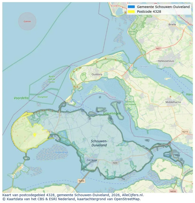 Postcodekaart voor 4328
