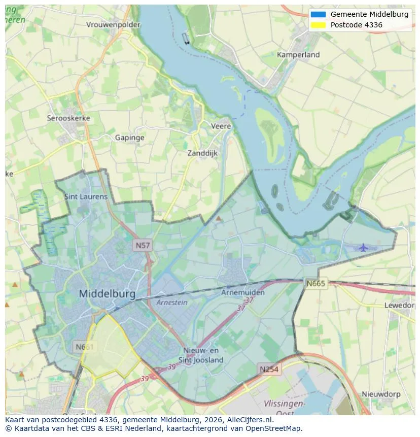 Postcodekaart voor 4336