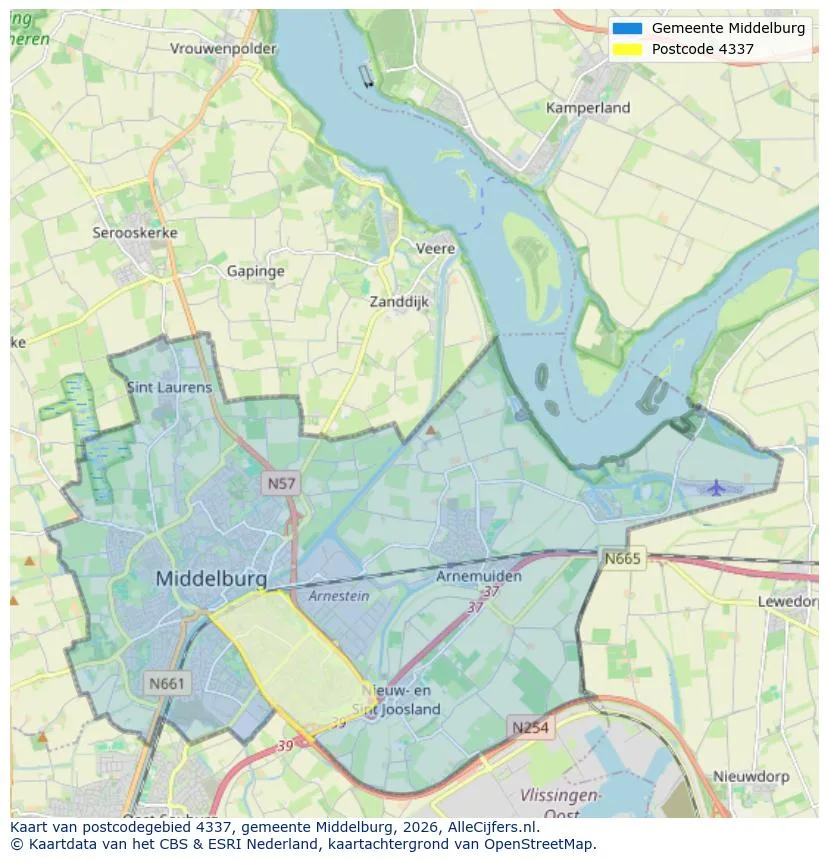 Postcodekaart voor 4337