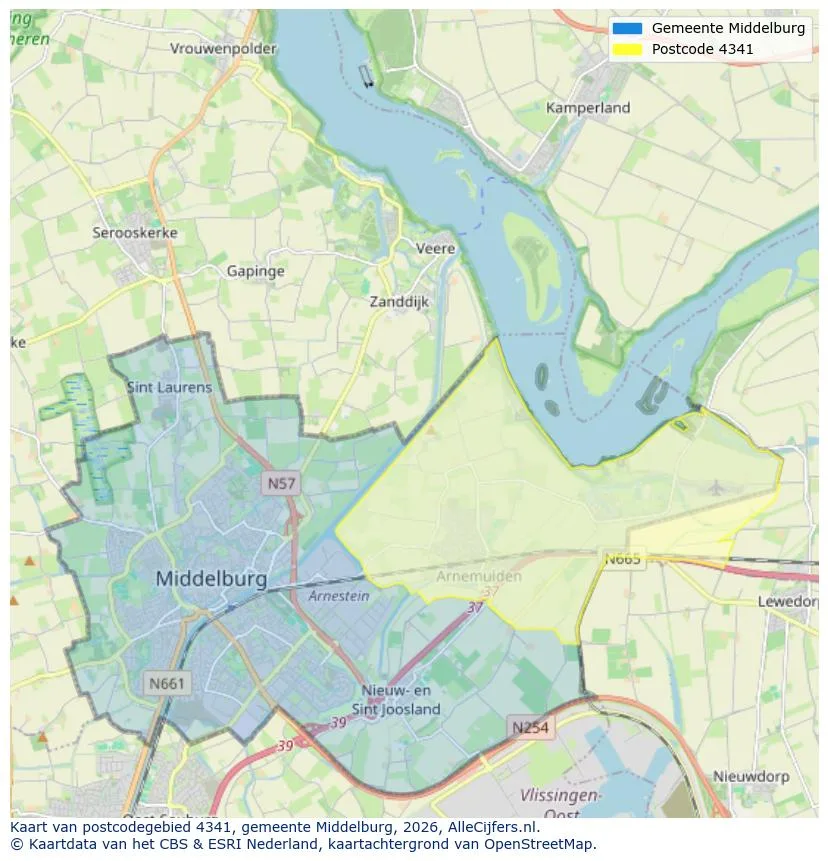 Postcodekaart voor 4341