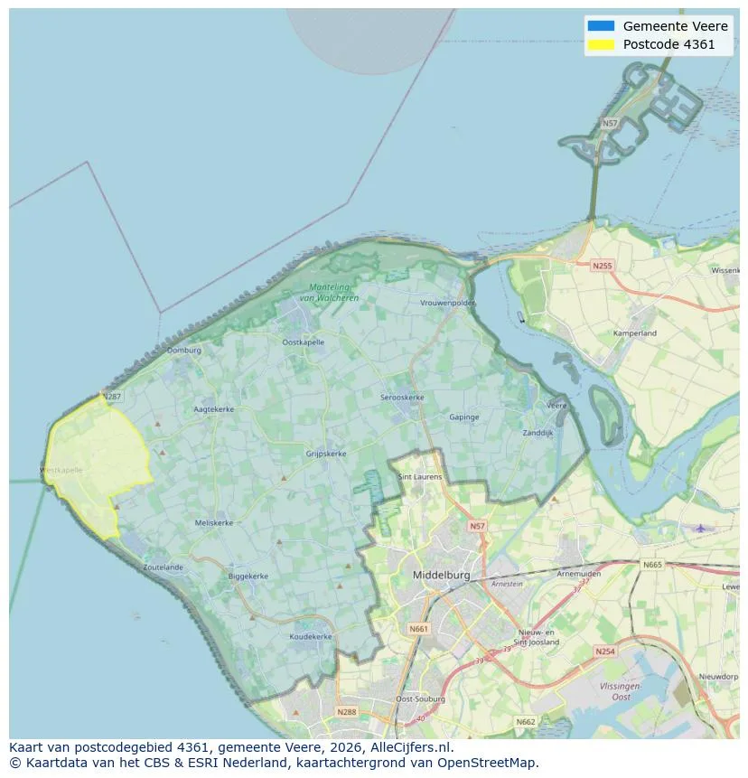 Postcodekaart voor 4361