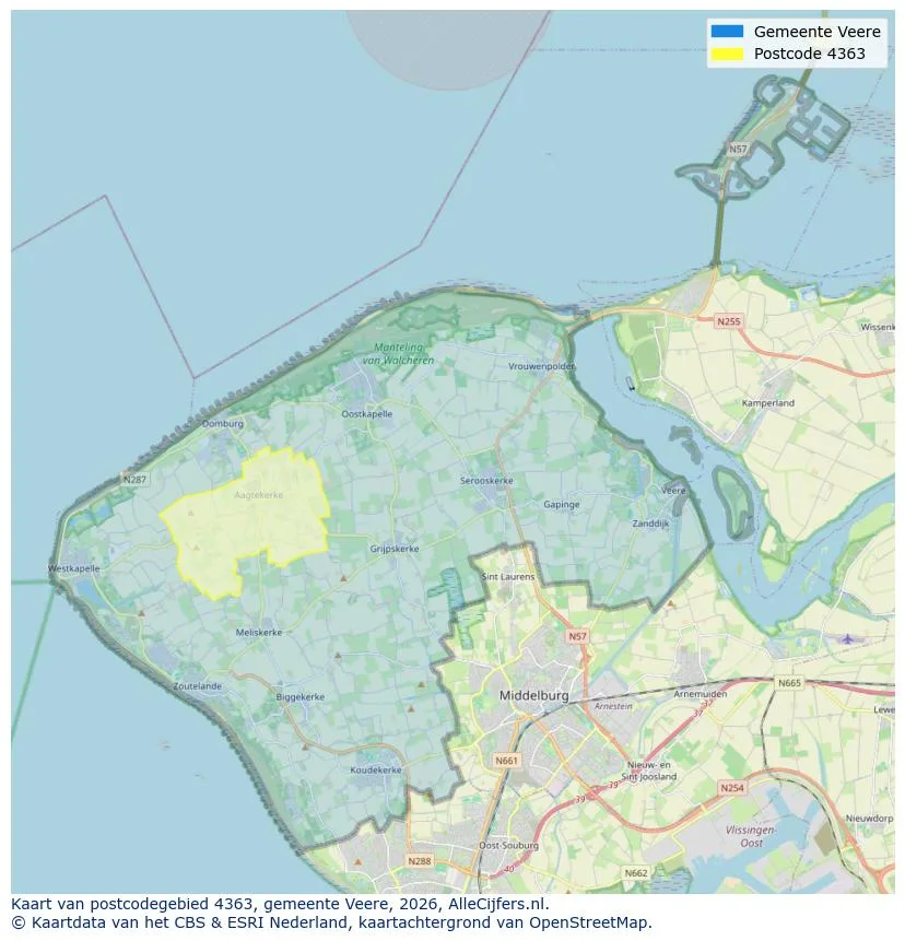 Postcodekaart voor 4363