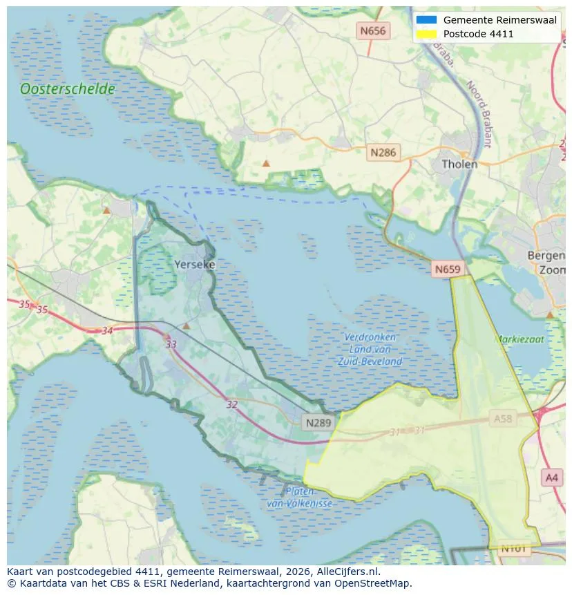 Postcodekaart voor 4411