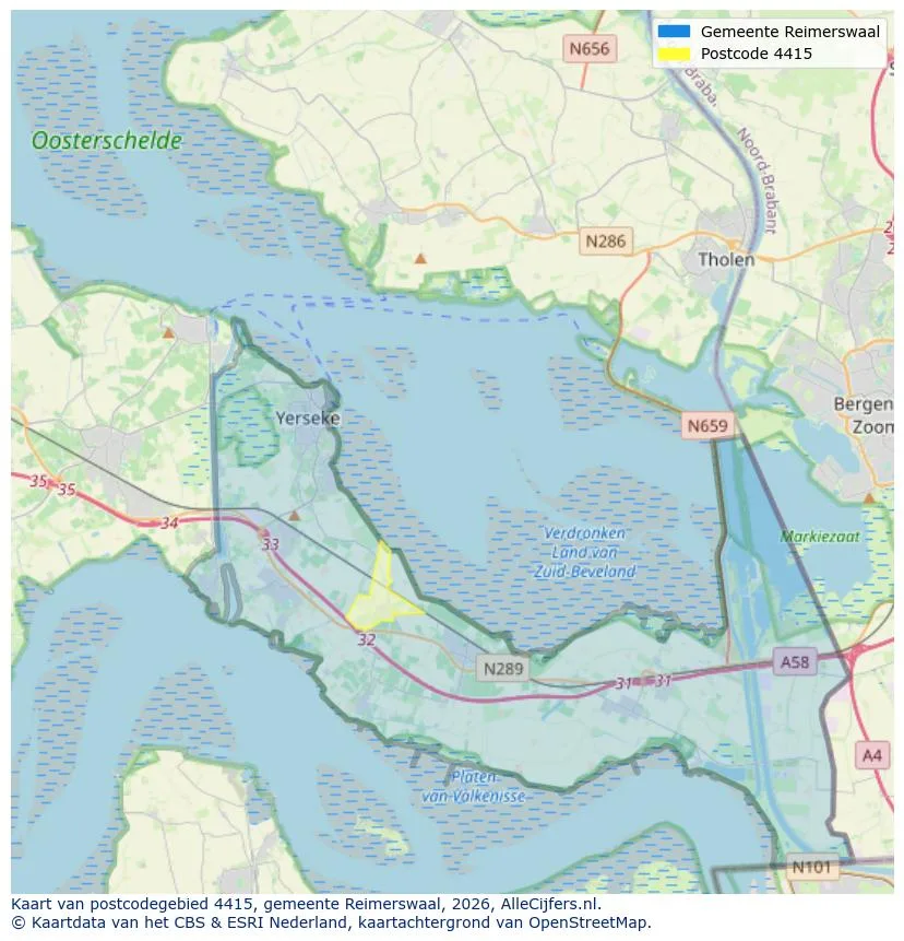 Postcodekaart voor 4415