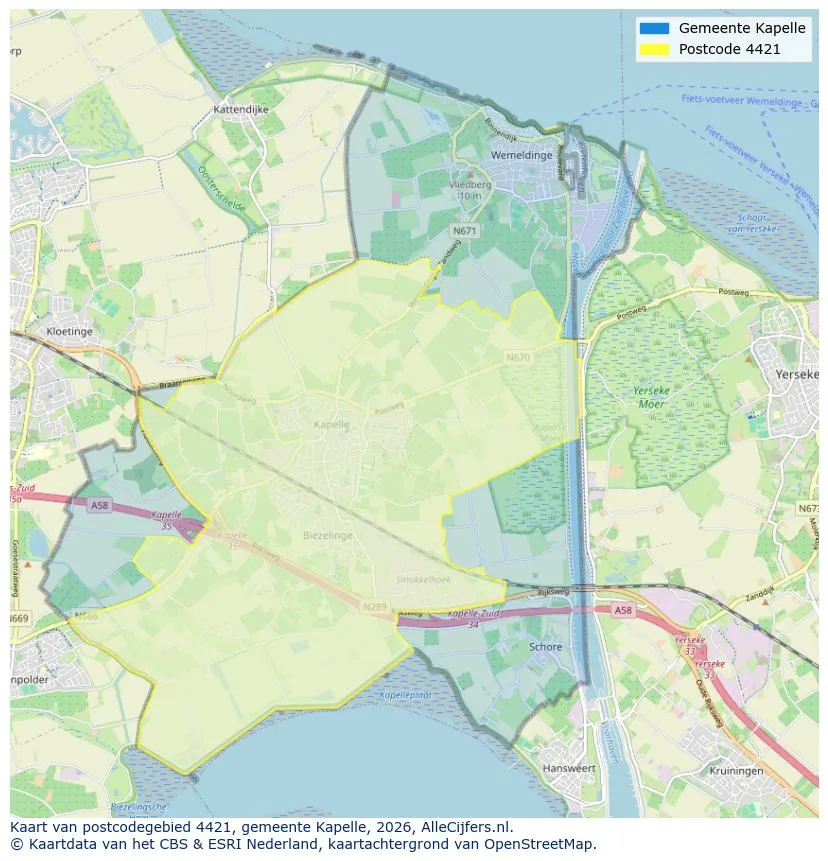 Postcodekaart voor 4421