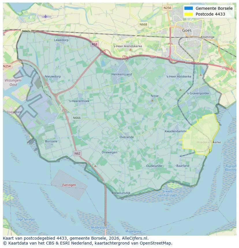 Postcodekaart voor 4433