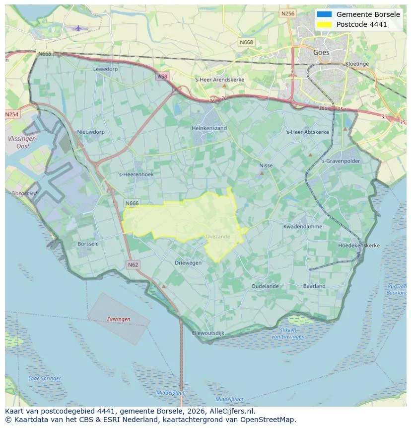 Postcodekaart voor 4441